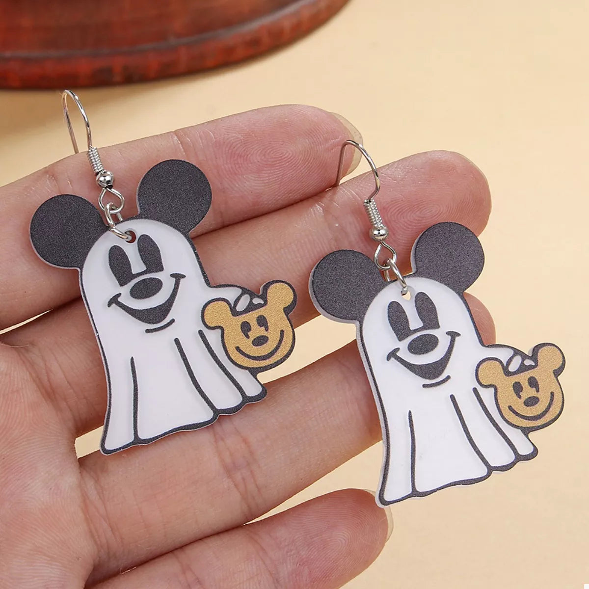 Halloween Mickey Ghost dangle earrings by Trendsi featuring playful Mickey Mouse and ghost design for festive Halloween style