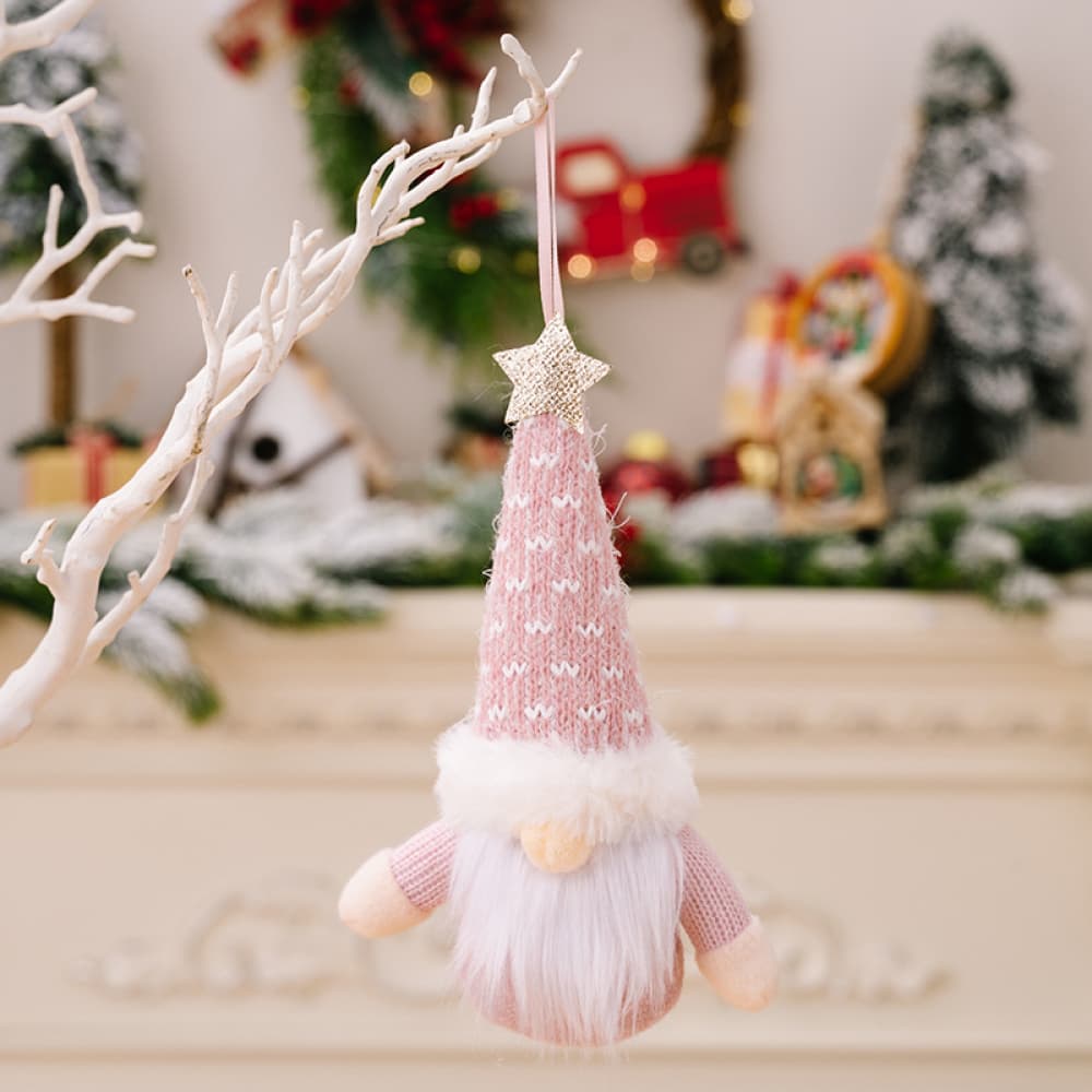 Assorted 2-piece faceless gnome hanging widgets with whimsical designs, perfect for seasonal or home decor.