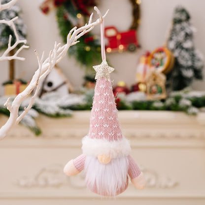 Assorted 2-piece faceless gnome hanging widgets with whimsical designs, perfect for seasonal or home decor.