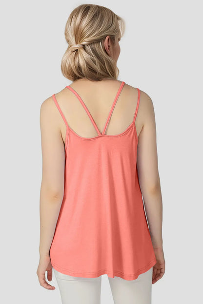 Trendsi Basic Bae bamboo camisole with scoop neck and double spaghetti straps, made of soft bamboo fabric, shown in natural light.
