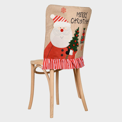 Festive Merry Christmas chair cover by Trendsi decorated with holiday patterns and vibrant red and green colors.