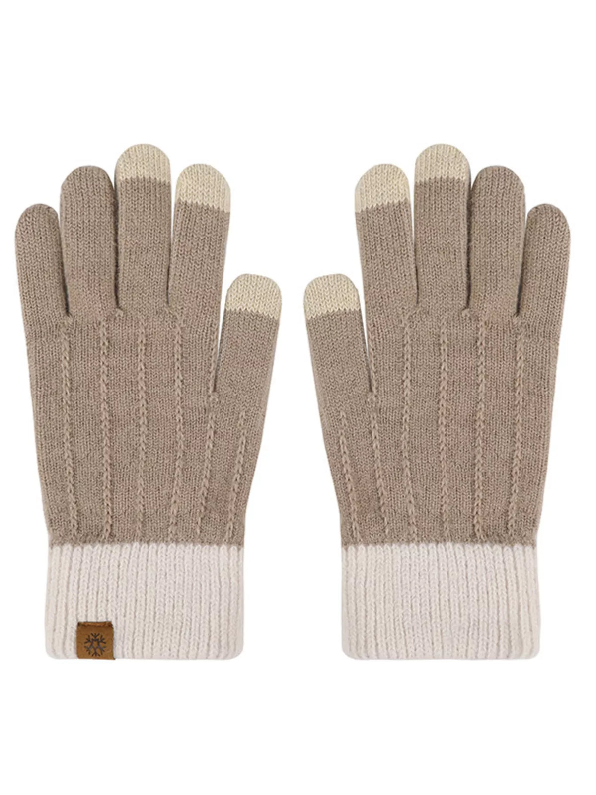 Warm knitted touchscreen gloves from Trendsi featuring cozy fabric and conductive fingertips for easy device use in cold weather.