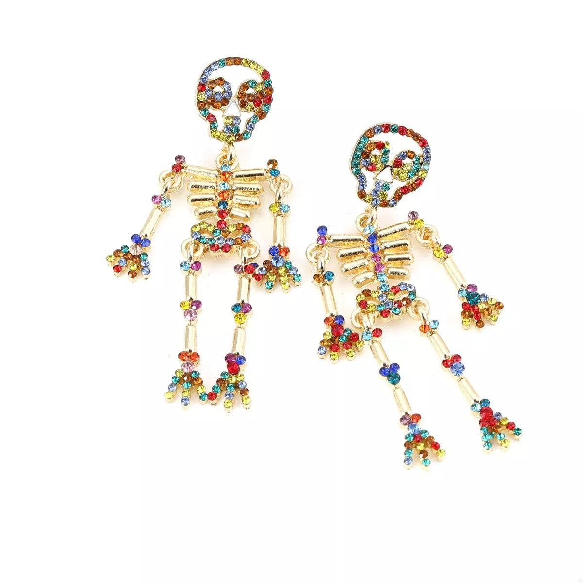 Halloween Skeleton statement earrings featuring spooky skeleton design, perfect for festive and gothic fashion styles.