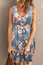 Trendsi double take printed sleeveless casual dress with front buttons, ruched waist, side slit, and pockets, perfect for summer.