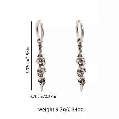 Halloween skull chain drop earrings featuring gothic skull charms and dangling chains, trendy jewelry by Trendsi