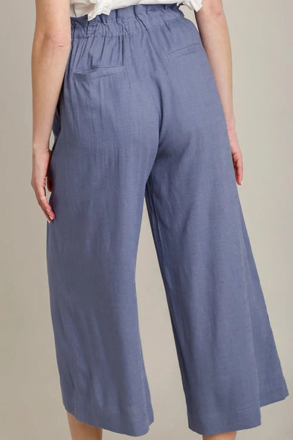 Plus size linen wide fit pants with drawstring from Umgee, featuring a relaxed style and full-length design.