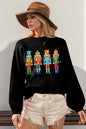 Trendsi Double Take full size sequin Nutcracker long sleeve sweater featuring festive sequin details and cozy knit fabric.