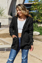 Full size teddy hooded jacket with pockets from Trendsi, featuring a cozy plush fabric and front pockets.