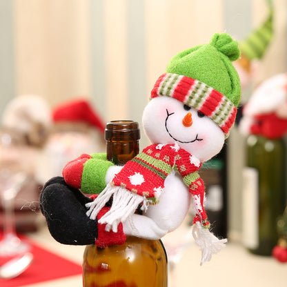 Christmas doll wine bottle decoration by Trendsi featuring a festive holiday doll with colorful details for seasonal decor.