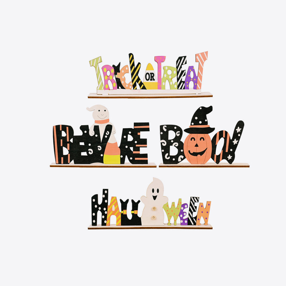Assorted 2-piece Halloween element ornaments featuring spooky designs and vibrant colors, perfect for festive decorations.