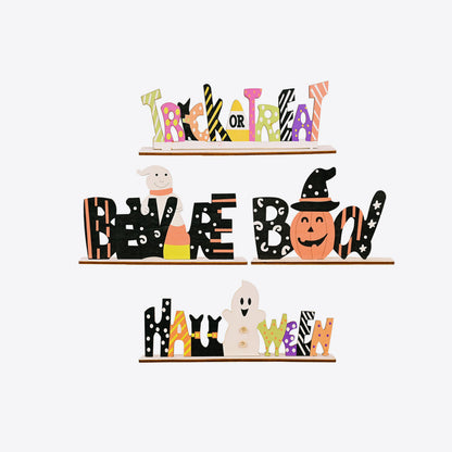 Assorted 2-piece Halloween element ornaments featuring spooky designs and vibrant colors, perfect for festive decorations.