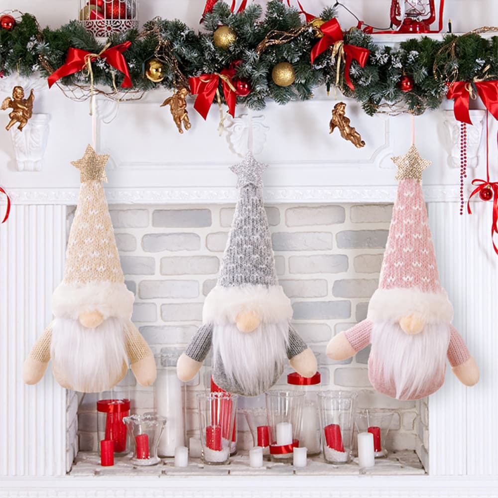 Assorted 2-piece faceless gnome hanging widgets with whimsical designs, perfect for outdoor or indoor decor.