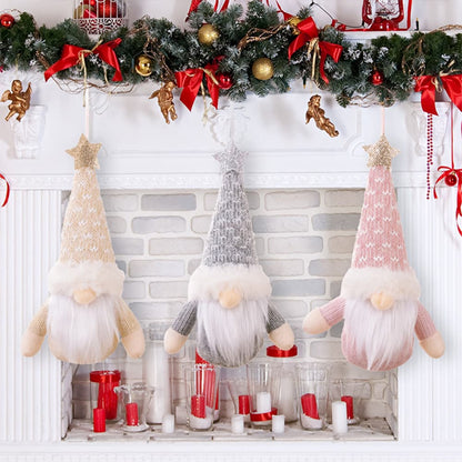 Assorted 2-piece faceless gnome hanging widgets with whimsical designs, perfect for outdoor or indoor decor.