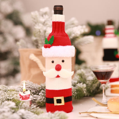 Festive Christmas wine bottle cover with holiday-themed design, perfect for decorating wine bottles during Christmas celebrations.