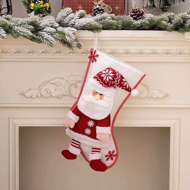 Red Christmas stocking hanging widget from Trendsi with festive design, ideal for holiday decor and seasonal decoration.
