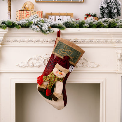 Red Christmas stocking hanging with decorative widget, featuring festive holiday design, from Trendsi's Merry Christmas Stocking collection.