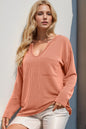 Striped notched long sleeve T-shirt from Trendsi with a stylish double take design, featuring a comfortable fit and long sleeves.