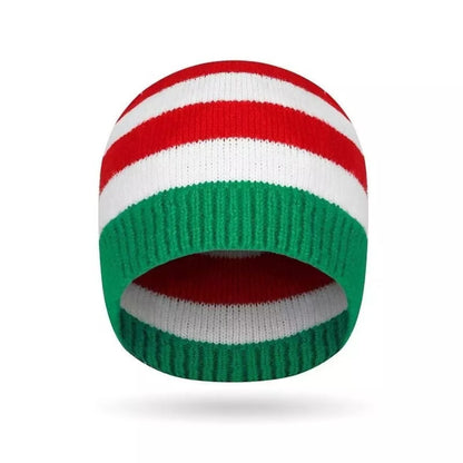 Christmas knitted beanie hat by Trendsi featuring festive red and white patterns, cozy wool fabric, and a snug fit for winter warmth.