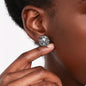Halloween skull sunflower stud earrings featuring skull and sunflower design, made by Trendsi, shown on a white background.