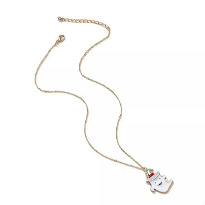 Cute ghost pendant necklace with Halloween design by Trendsi, featuring a charming white ghost charm on a silver chain.