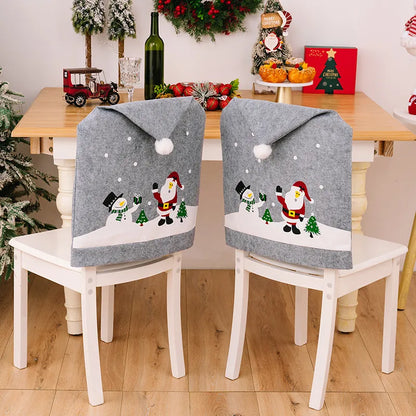 Christmas pattern chair cover by Trendsi featuring festive red and green holiday designs on a fabric chair seat.