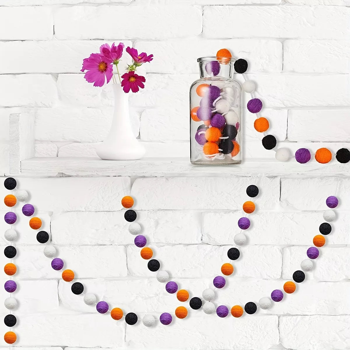 Halloween decorative felt ball by Trendsi with colorful felt balls for festive holiday decor.