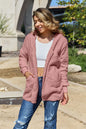 Full size Teddy hooded jacket with pockets by Trendsi, featuring soft plush fabric and a cozy hood for warmth and style.