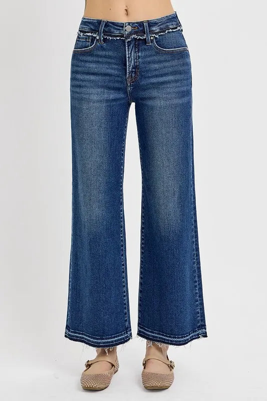 Plus size RISEN full size tummy control bootcut jeans by Trendsi, featuring a high waist and classic denim style.