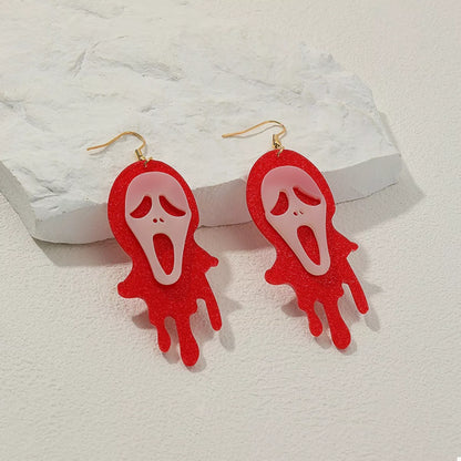 Halloween Ghost Scream dangle earrings with spooky ghost design, silver-tone hooks, perfect for Halloween costumes and spooky fashion.