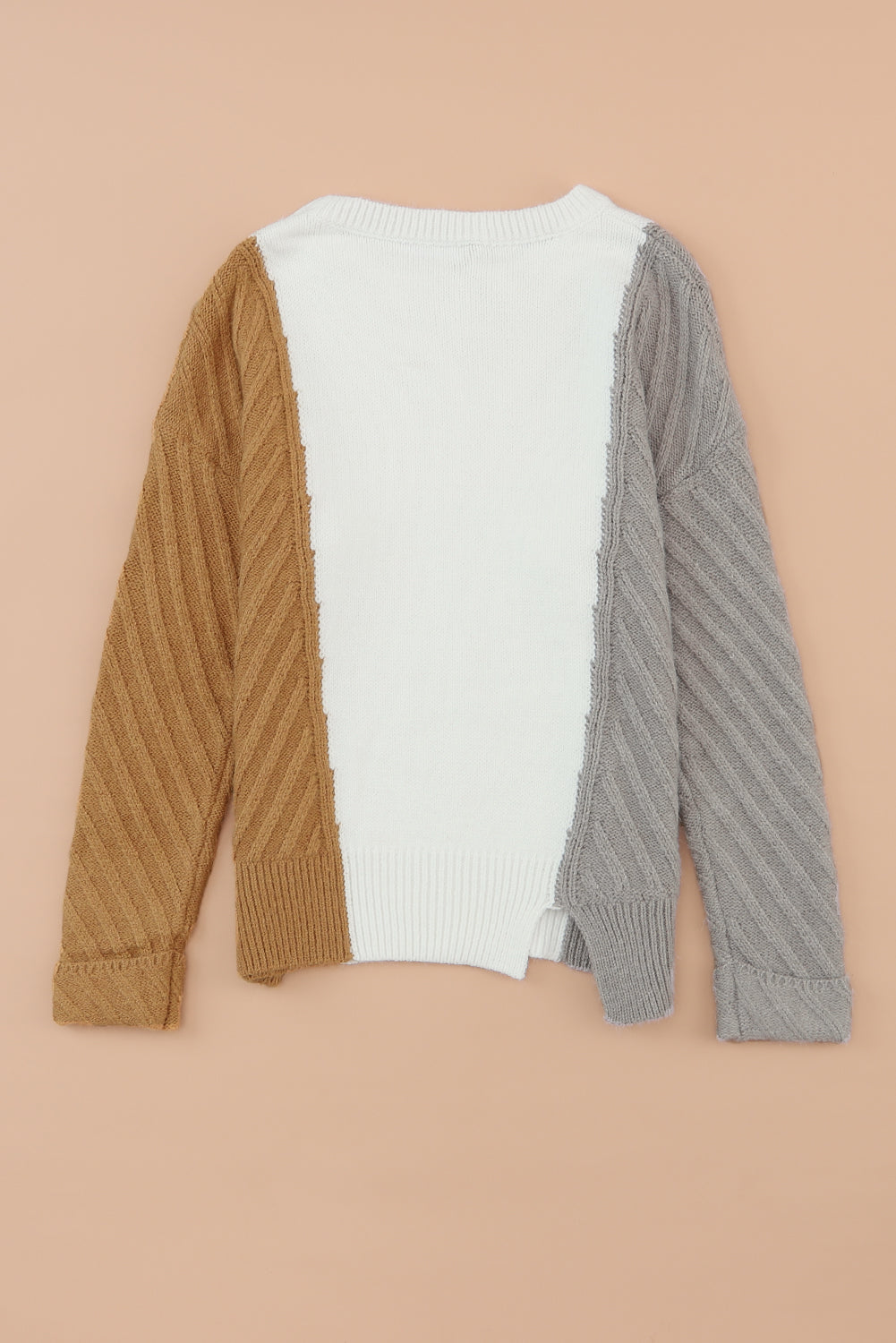 Color Block Textured Drop Shoulder Sweater