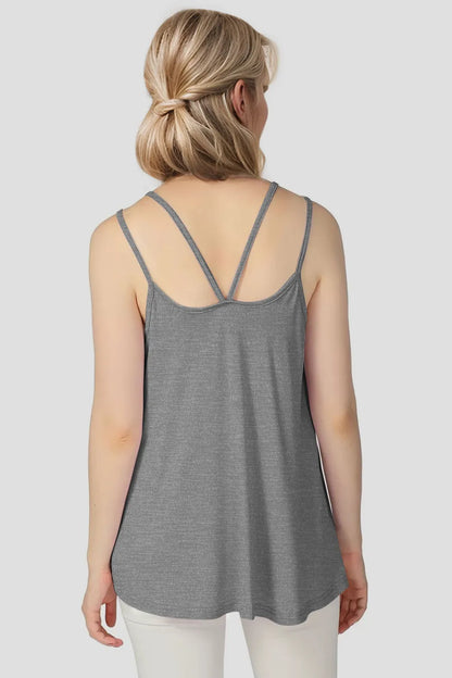 Basic Bae bamboo cami with scoop neck and double spaghetti straps by Trendsi, featuring a lightweight, breathable fabric.