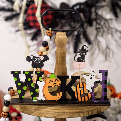 Set of Halloween decorative wooden signs with spooky and wicked designs, perfect for seasonal home decor from Trendsi.