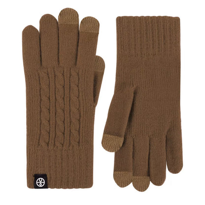 Cable knit touchscreen gloves by Trendsi featuring a cozy, textured design with touchscreen-compatible fingertips for cold weather use.