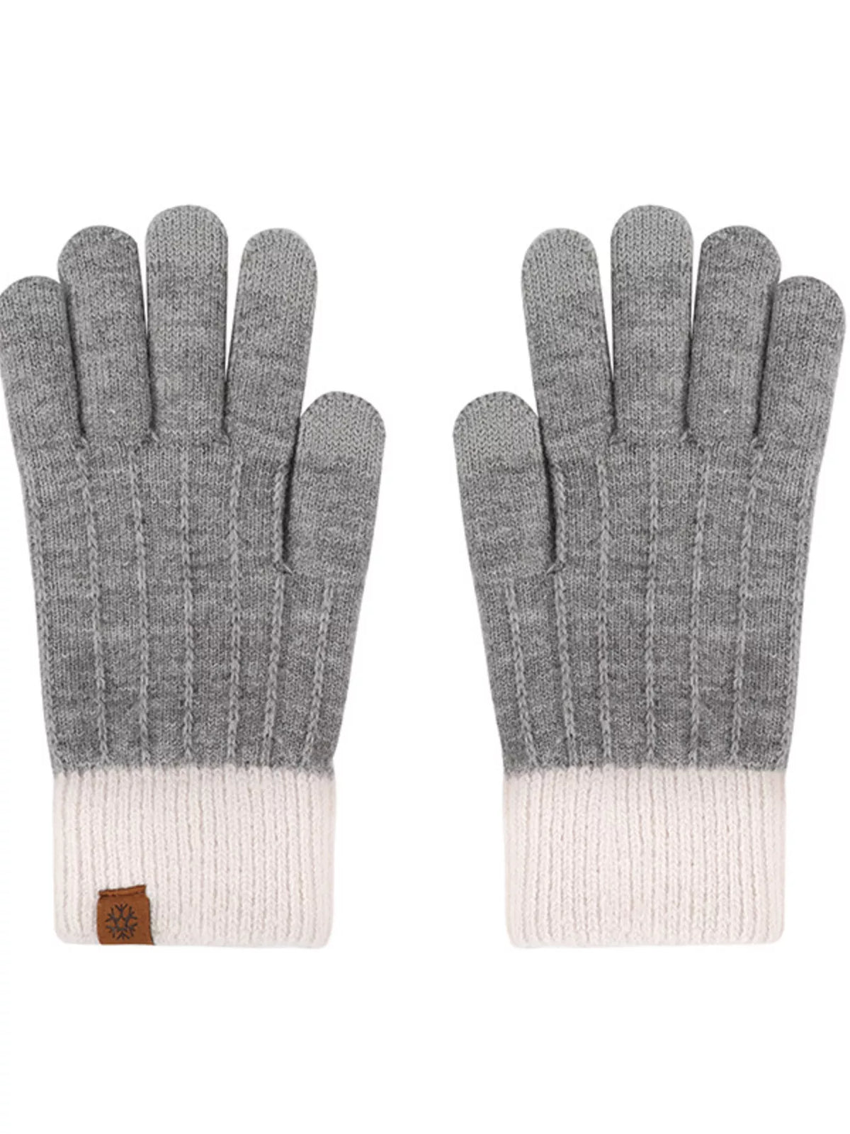 Warm knitted touchscreen gloves by Trendsi shown in black, featuring ribbed cuffs and seamless design for cozy winter wear.