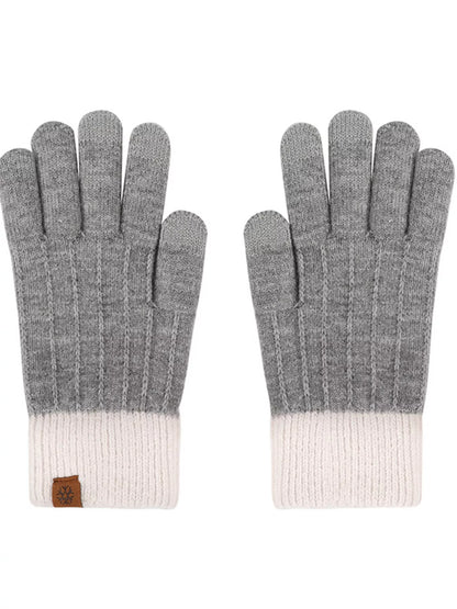 Warm knitted touchscreen gloves by Trendsi shown in black, featuring ribbed cuffs and seamless design for cozy winter wear.