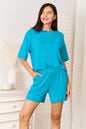 Soft rayon half sleeve top and shorts set by Trendsi, featuring a casual, comfortable design perfect for everyday wear.