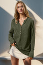 Long sleeve T-shirt with notched thumbholes, in a full size, from Trendsi's Double Take collection, featuring a comfortable, casual fit.