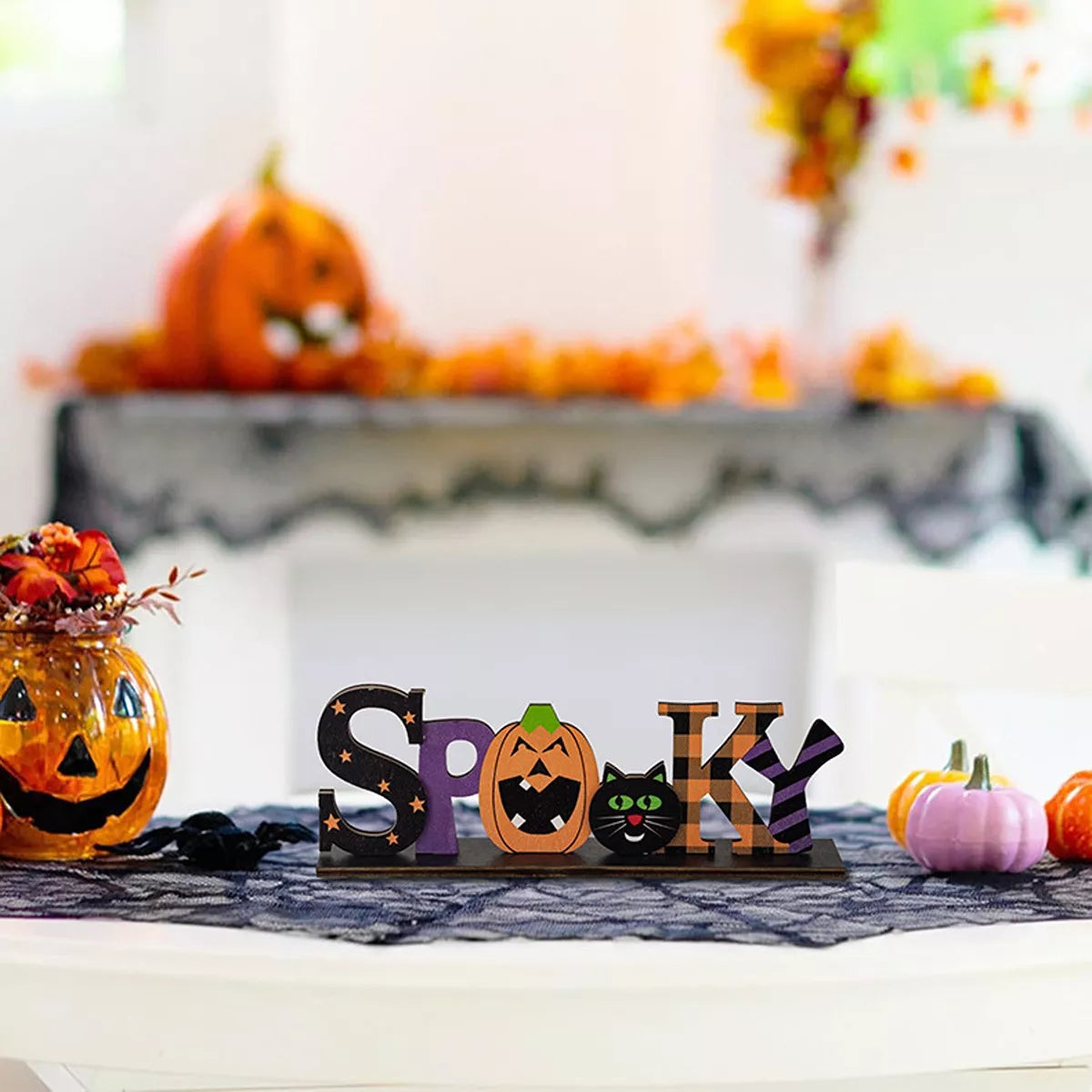 Set of Halloween decorative wooden signs featuring spooky and wicked designs, perfect for Halloween decor from Trendsi.
