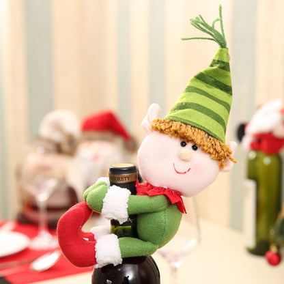 Christmas doll wine bottle decoration featuring festive holiday-themed doll design for wine bottles, by Trendsi