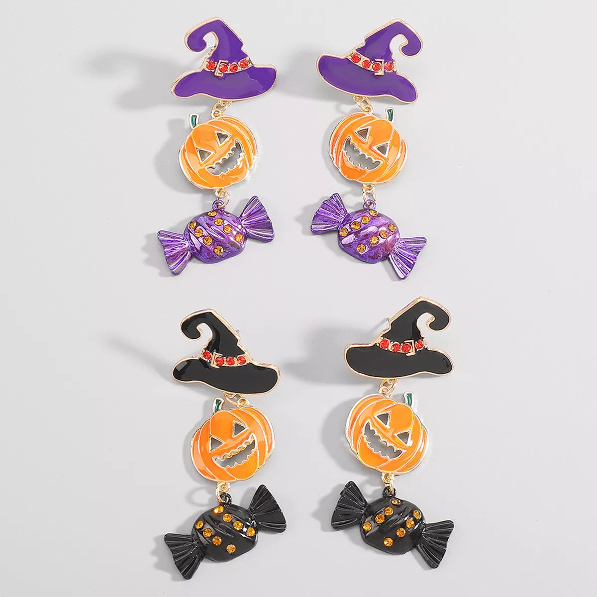 Halloween pumpkin earrings with 18K gold-plated alloy, featuring detailed pumpkin design and festive style.