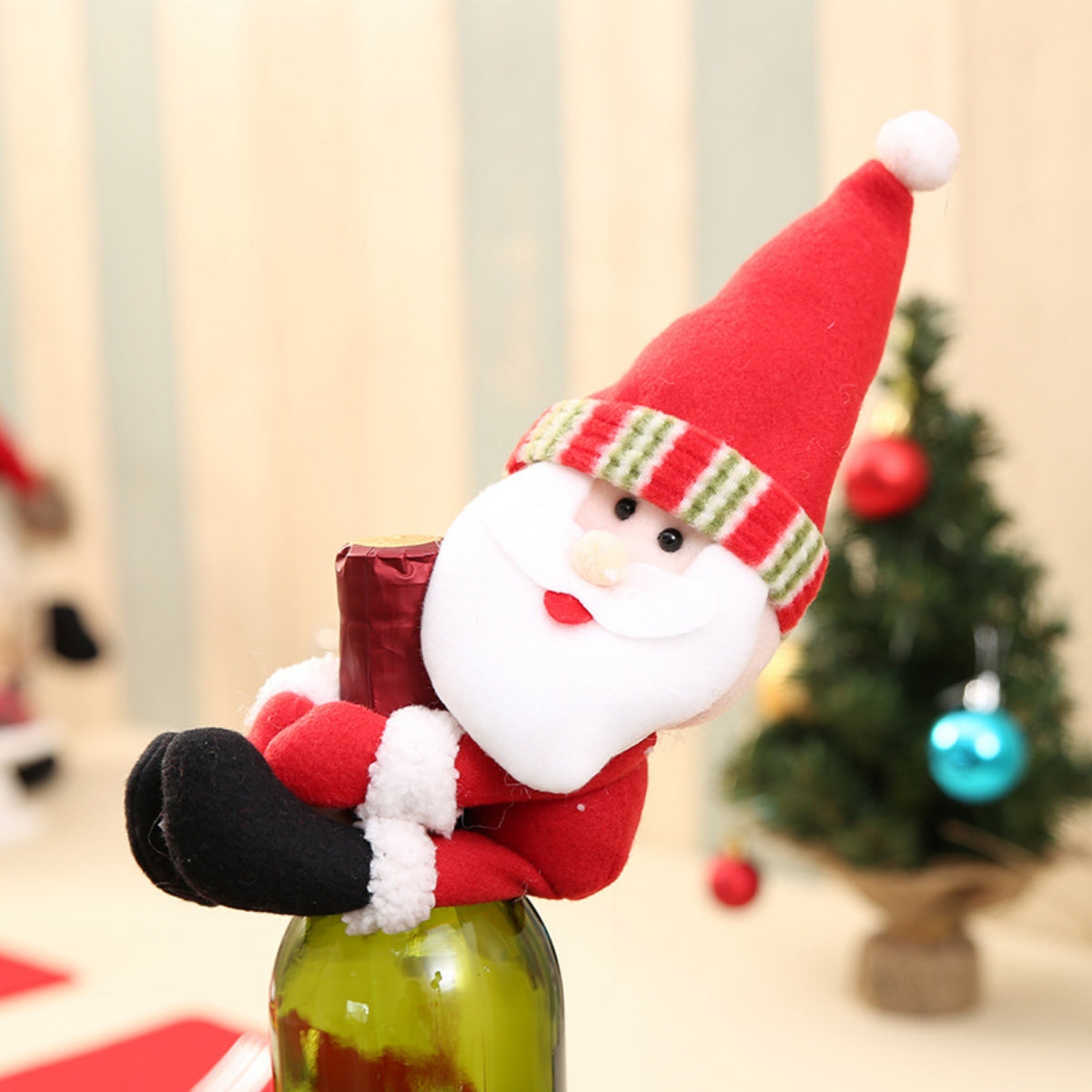 Christmas doll wine bottle decoration by Trendsi, featuring a festive doll figure to adorn wine bottles for holiday decor.
