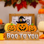 Assorted 2-piece Halloween element ornaments with spooky designs and orange and black accents, perfect for seasonal decor.