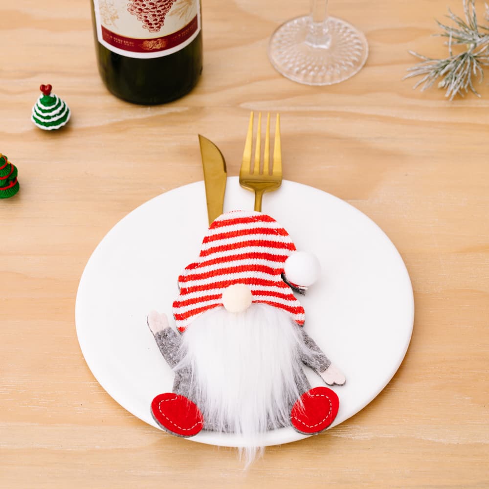 Three faceless gnome cutlery holders from Trendsi, featuring whimsical design and practical storage for kitchen or dining decor.