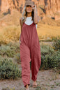Double Take full-size sleeveless v-neck jumpsuit with pockets, stylish Trendsi women's summer outfit, black fabric, front view.