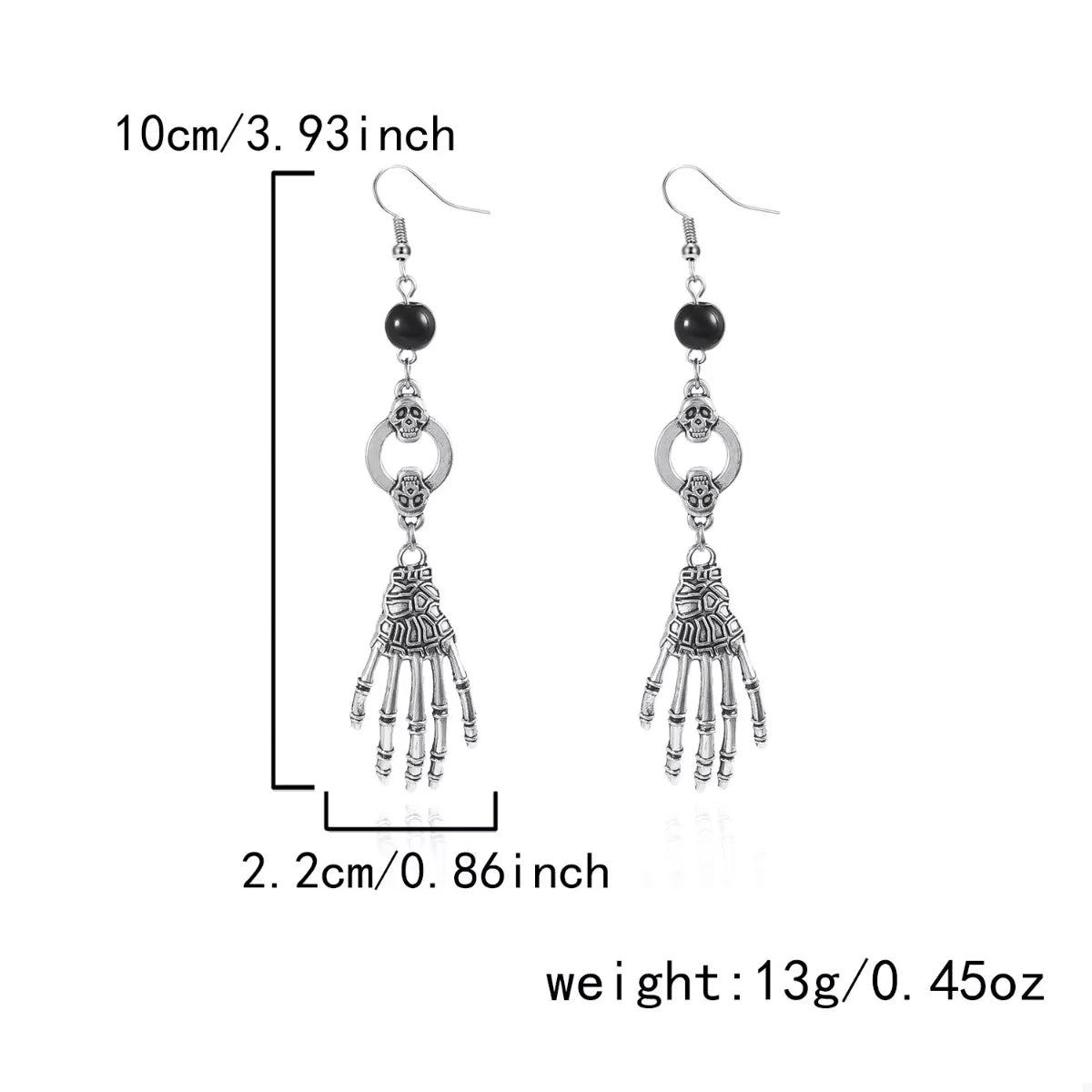 Halloween skeleton hand drop earrings with detailed bone design, stylish jewelry by Trendsi for spooky seasonal fashion.