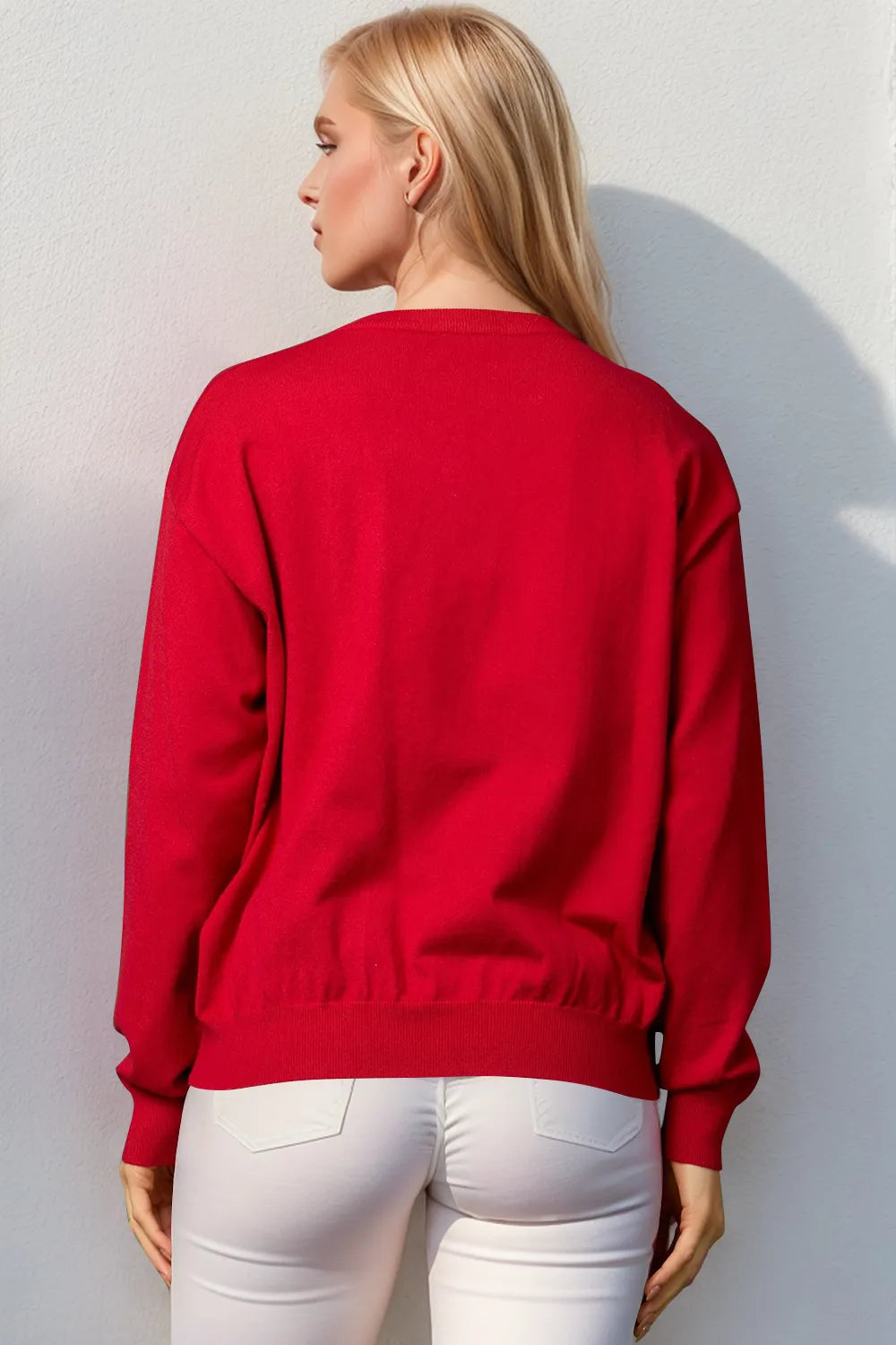 Trendsi Double Take full-size nutcracker sequin long sleeve sweater with festive design and vibrant colors.