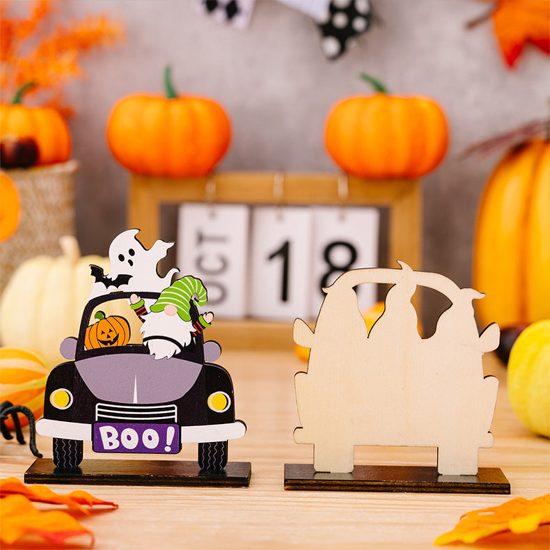 Three Halloween-themed car ornaments in the shape of spooky elements, designed by Trendsi for festive vehicle decoration.