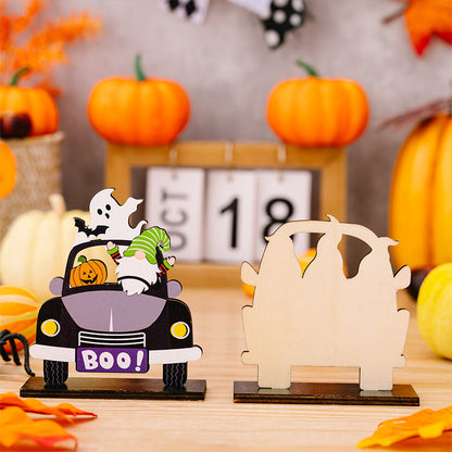 Three Halloween-themed car ornaments in the shape of spooky elements, designed by Trendsi for festive vehicle decoration.