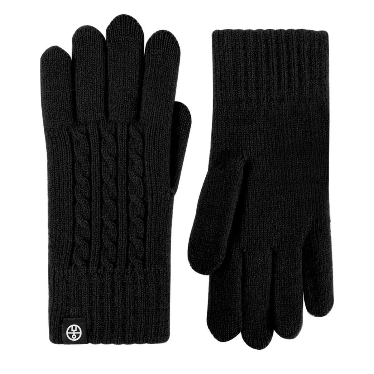 Cable knit touchscreen gloves by Trendsi featuring a cozy, textured knit design and touchscreen-compatible fingertips.
