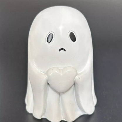 Halloween Ghost Heart decorative ornament by Trendsi featuring a spooky ghost with a heart for Halloween decor.